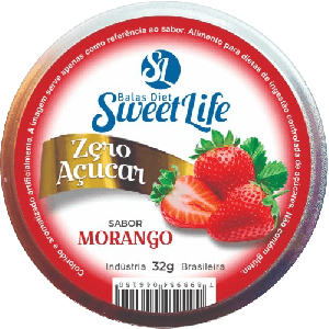 Bala Zero Açúcar Morango Sweet Life 32g