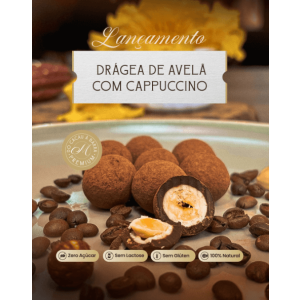 Drágea Gourmet Avelã Chocolate Cappuccino Zero Açúcar Zero Lactose Moselle 80g